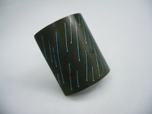 Spring Shower - brooch, patinated copper & silver inlay